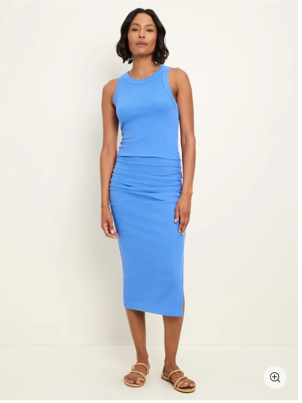 Michael Stars Ribbed Tank Midi Dress in Bright Blue